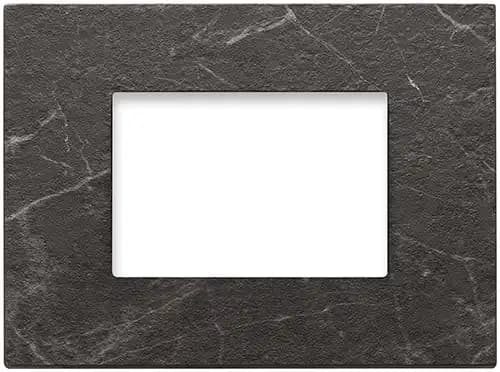 EIKON EXE COVER PLATE 3-MODULE WORKED STONE, BLACK MARQUINA product image