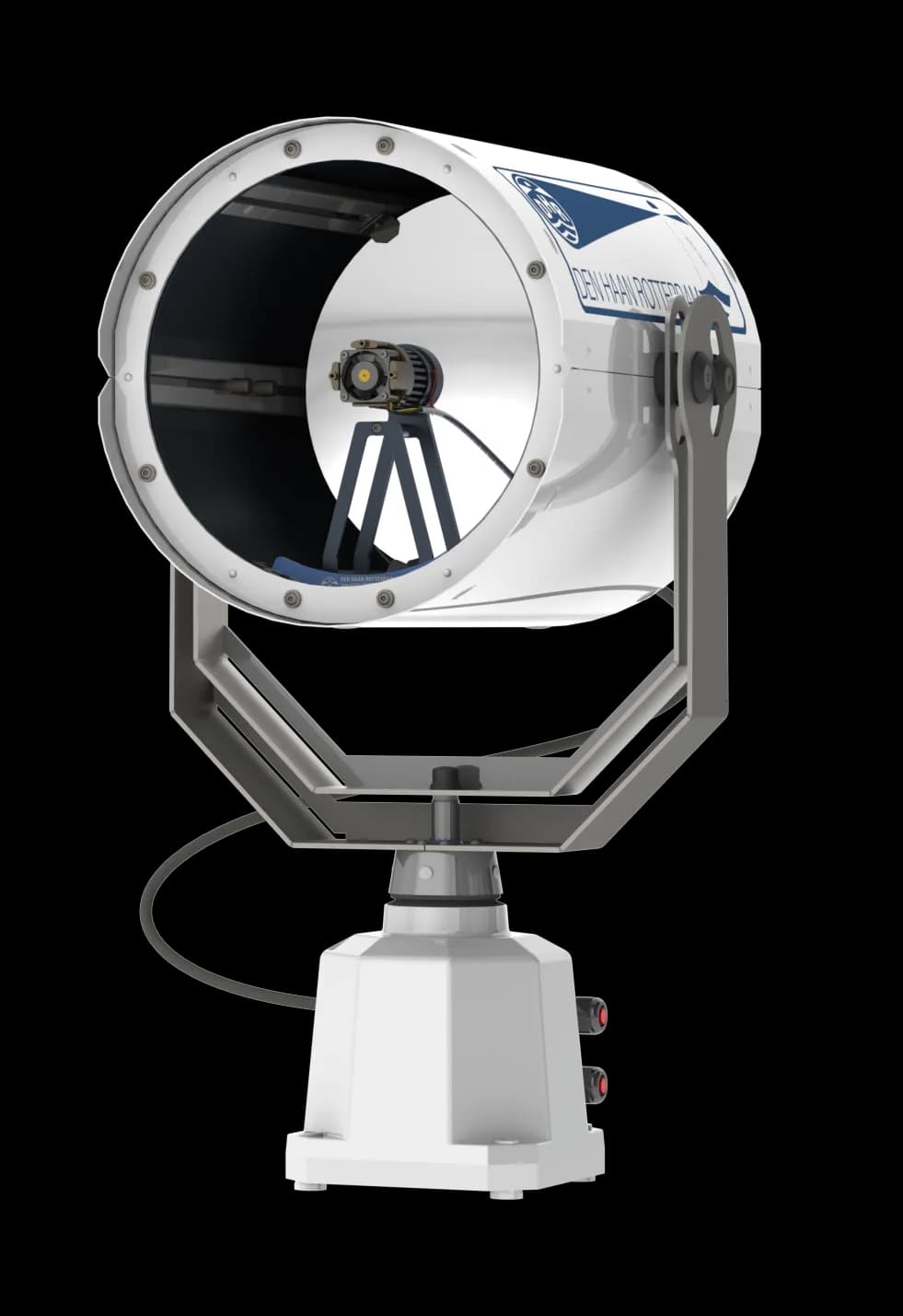 DHR320-Remote Controlled Searchlight 320mm 90-305VAC, 250W, White Powder Coated Aluminum