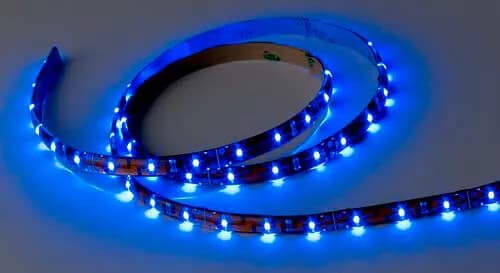 Flexible LED Strip Tape, Standard Output, 24V Blue, 4' Length with Wire Leads, IP65