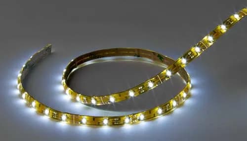Flexible LED Strip Tape, Standard Output, 12V Cool White, 8' Length, Wire Leads, IP65