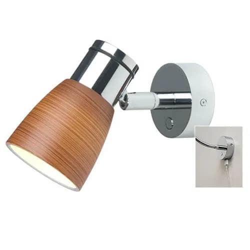 Munich: Adj. Wall Light, Chrome w/ Brown Glass, Dim2Warm Dimmer, USB product image