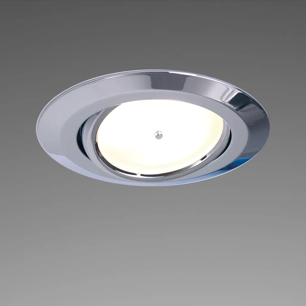 Leer LED Adjustable Downlight, Chrome, 10-30VDC Warm White, Master (Dimmable), IP20