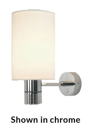 Nova LED Wall Light, Matte Chrome, White Shade Built-in Dimmer, 10-30VDC