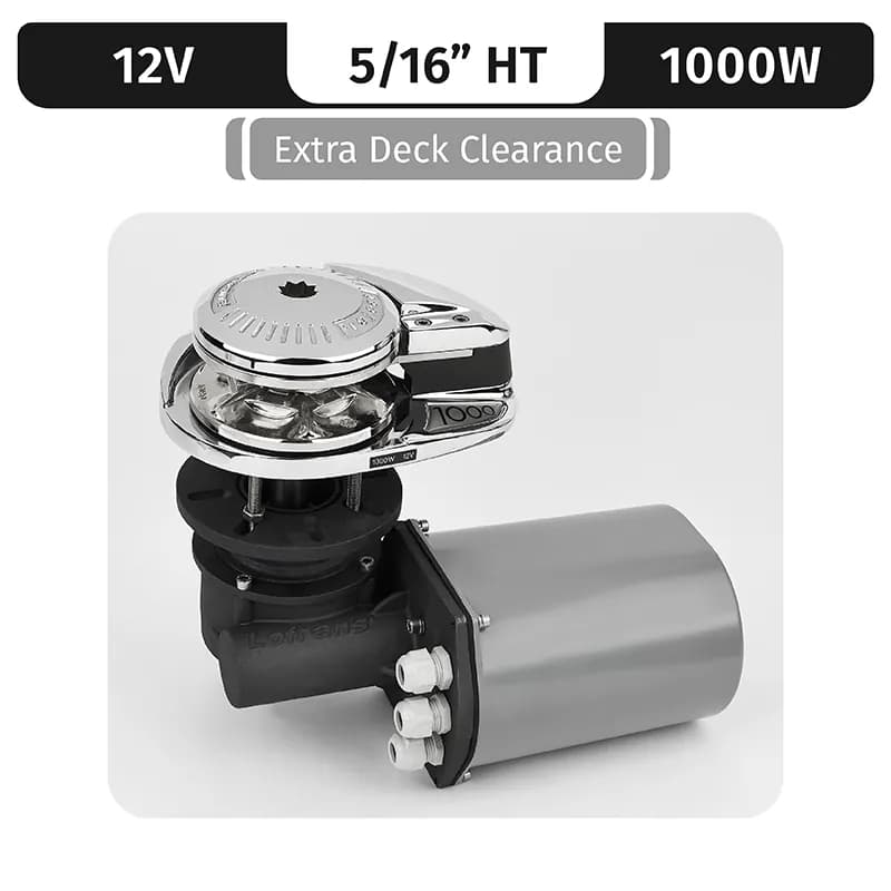 PROJECT 1000/X2, 12VDC, 1000W CAPSTAN, LONG SHAFT, 5/16"HT GYPSY