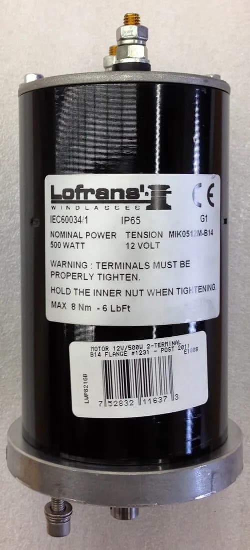 MOTOR 12V/500W 2-TERMINAL B14 FLANGE #1231 - POST 2011