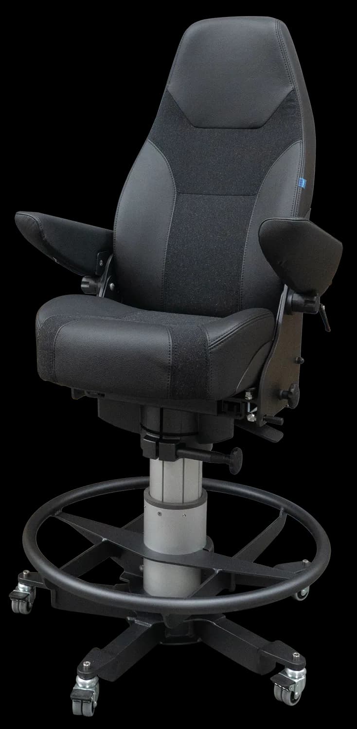 Norsap 1500, 5-Leg Base, Leather with Fabric Foot Rest Ring with Wheels -Ingram Logo in back