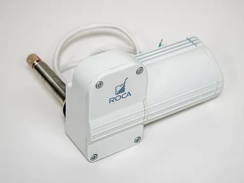 W12 Wiper Motor, 3.5" shaft, 2 5/8" bulkhead, white, 12V ,36" wire tail, reversed logo product image