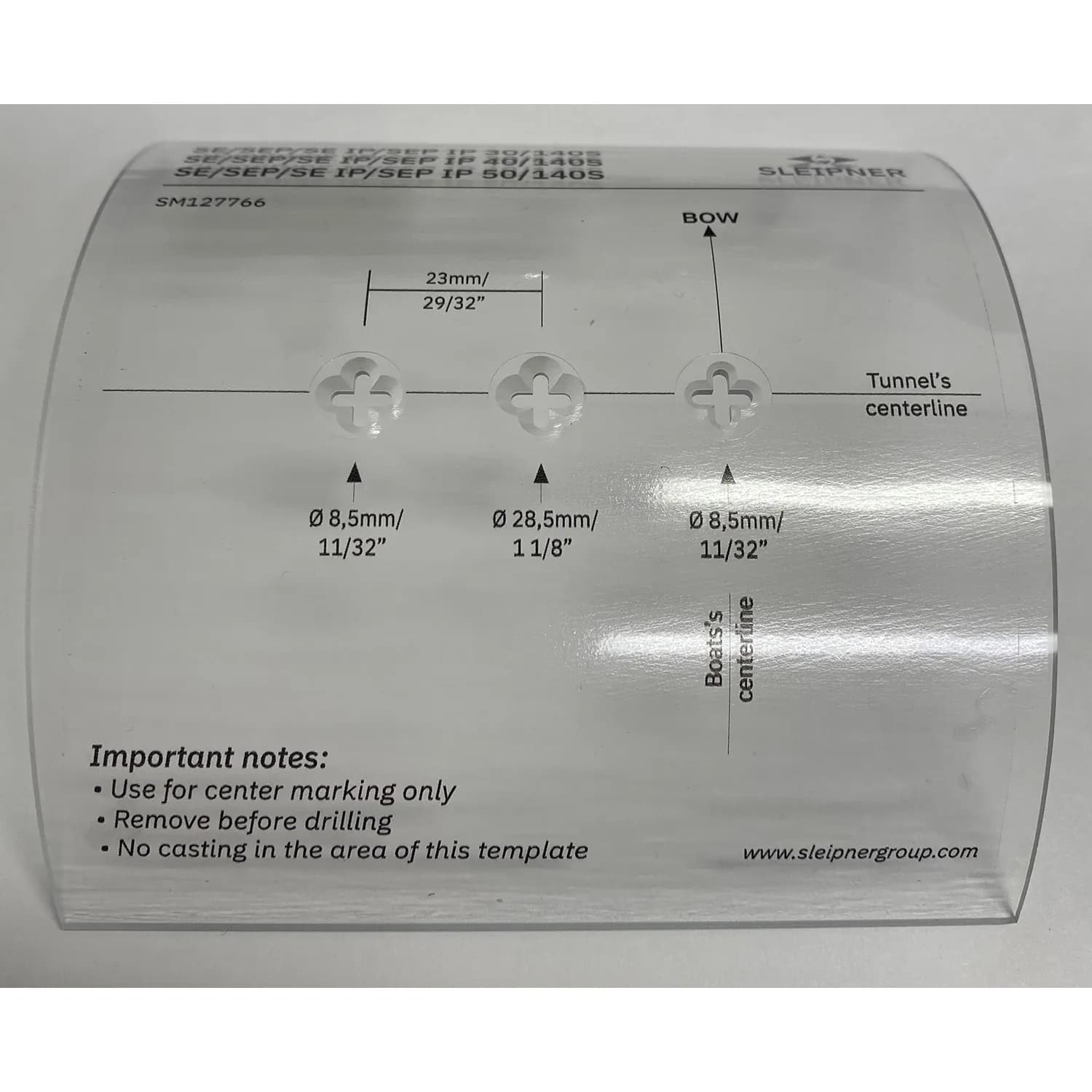 Template for Gearleg Holes in 140mm Tunnel for SE50, SEP50 product image