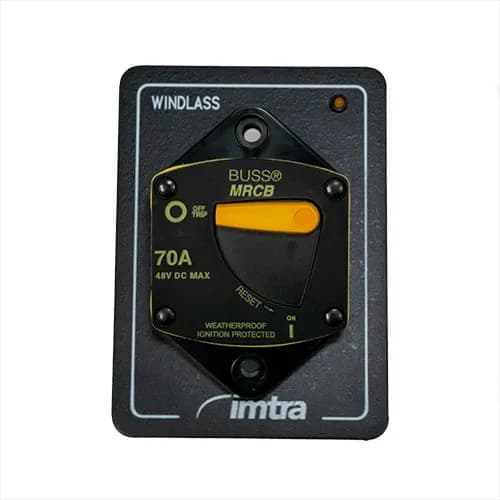 70 Amp Thermal Breaker, Thru-Bulkhead With Panel and 12V LED Indicator Light