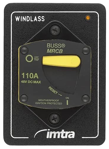110 Amp Thermal Breaker, Thru-Bulkhead With Panel and 12V LED Indicator Light