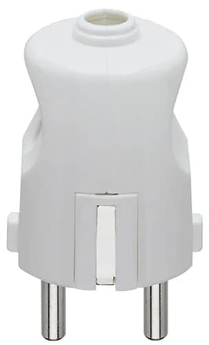Plug: German Standard, 2P+E, 16A/250V, White, Axial Cable  *Surcharge may apply if buying <100* product image