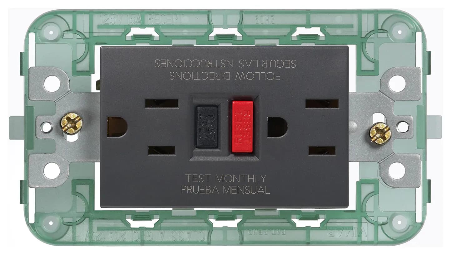 GFCI: Vimar Two 2P+A, USA 125V Outlets Carbon Matte, 3M, Plana/Neve Up product image