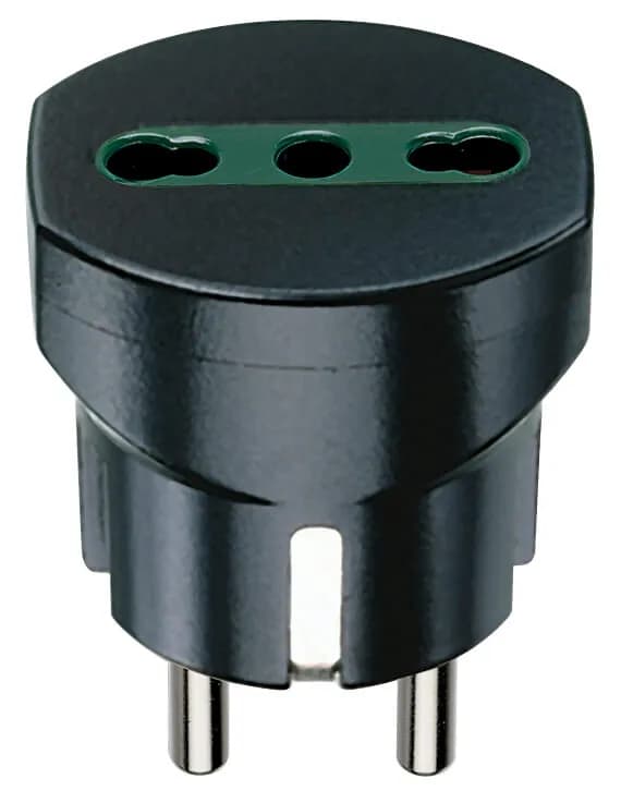 Sicury Socket Adapter, German/French to Italian P17/11, 2P+E, 16A, 250V/1500W, Black product image