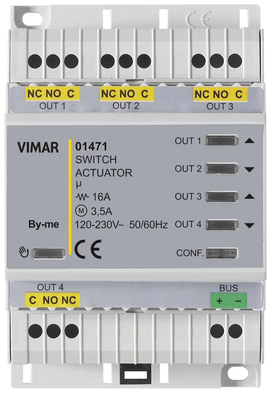 Actuator: w/4-programmable 16A 120-230V relay outputs, By-me automation product image