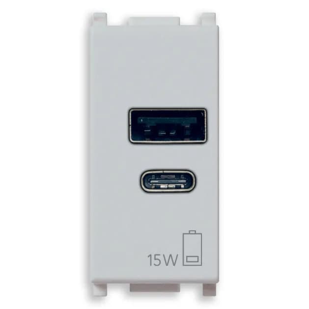 PLANA: USB A+C CHARGER OUTPUT 5V 3A 15W 1M SILVER INPUT VOLTAGE 120-240 V