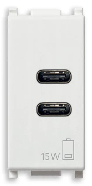PLANA: USB C+C Charger Output 5V 3A 15W 1M White Input Voltage 120-240 V