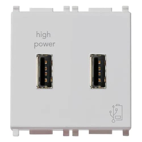 Power Supply: 2 x USB-A, 2.1A 120/230VAC, 5V built-in, 2M, Silver, Plana