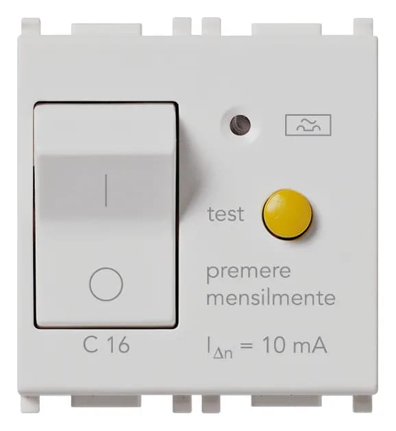 RCBO: 1P+N, 16A, 10mA 120/230V, 2M, Silver, Plana product image