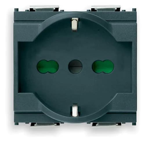 Idea Outlet, Italian/German, 2P+E, 16A/250V 2 Modules, SICURY, Grey product image