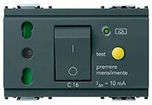 Outlet: Italian P17 or P11, 2P+E, 16A, RCBO, 230V, Sicury, Grey, Idea product image