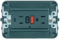 Idea Duplex GFCI Outlet, USA, 2P+E, 15A/125V 3 Modules with Grid, Grey product image