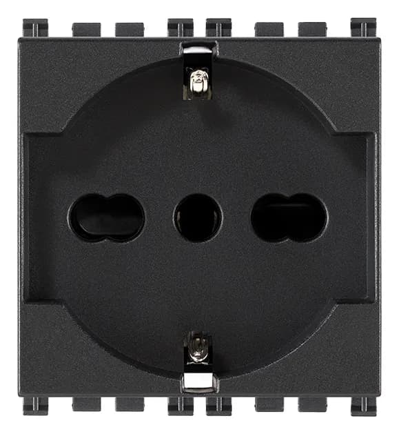 Arke: Italain Standard P40 SICURY Outlet, 2P+E, 16A, 250V, Grey, 2 Modules product image