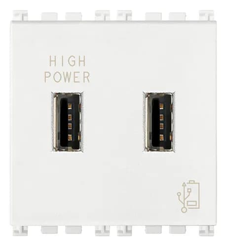 Power Supply: 2 x USB-A, 2.1A 120/230VAC, 5V built-in, 2M, White, Arke product image