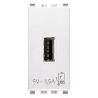 Power Supply: USB-A, 1.5A 120/230VAC, 5V built-in, 1M, White, Eikon product image