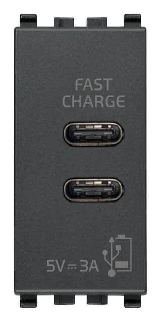 Power Supply: USB-C+C, 3A 120/230VAC, 5V built-in, 1M, Grey, Eikon product image