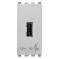 Power Supply: USB-A, 1.5A 120/230VAC, 5V built-in, 1M, Silver, Eikon product image