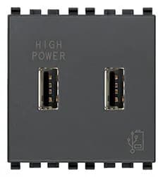 Power Supply: 2 x USB-A, 2.1A 120/230VAC, 5V built-in, 2M, Grey, Eikon product image