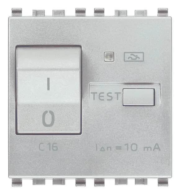 RCBO: 1P+N, 16A, 10mA 120-230V, 2M, Silver, Eikon product image