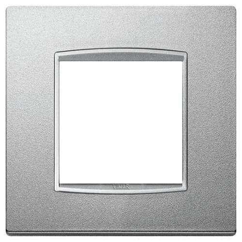 Eikon-Total Look Square Cover Plate, Matte Silver Matte Silver Inner Frame, Die-Cast Metal, 2M product image