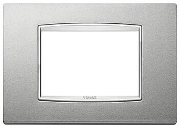 Eikon Square Cover Plate, Bright Matte Silver Die-Cast Metal, 3 Module product image