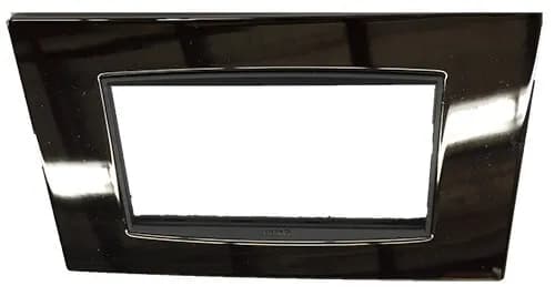 Eikon Square Cover Plate, Black Chrome Die-Cast Metal, 4 Module product image