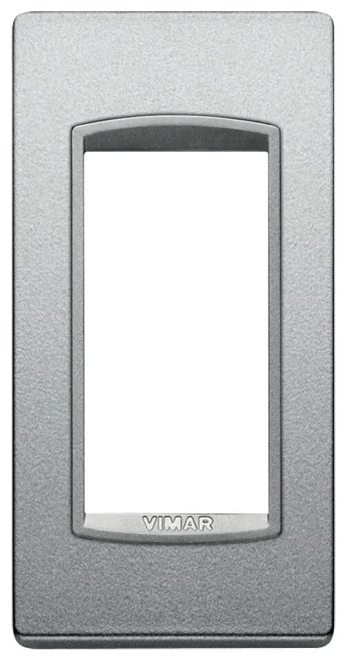Eikon-Total Look Square Cover Plate, Matte Silver Next Inner Frame, Die-Cast Metal, 1 Module Panel product image