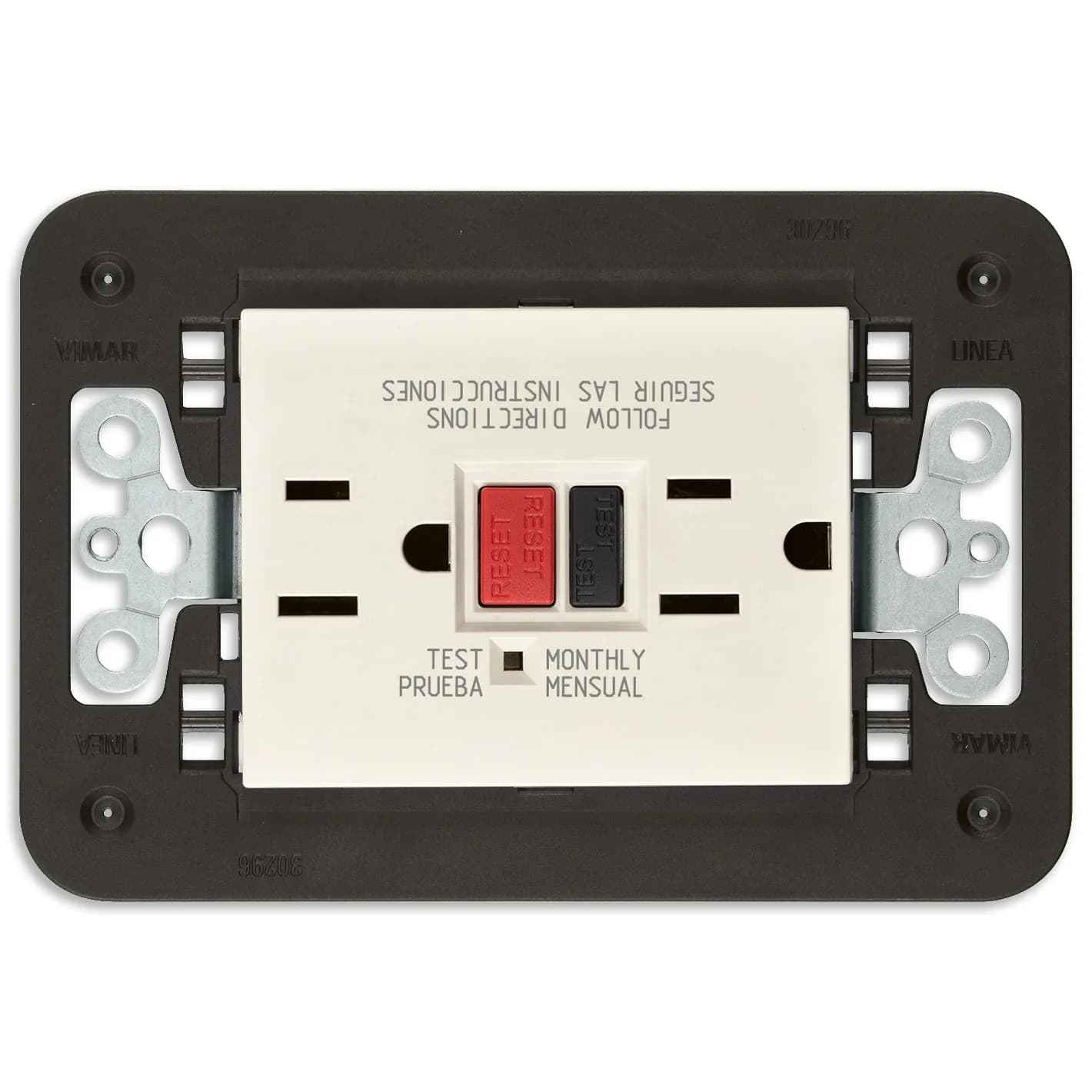 Linea: USA/Arabian GFCI Duplex Outlet, 2P+T, 15A-127V, 3 Modules, Canvas product image