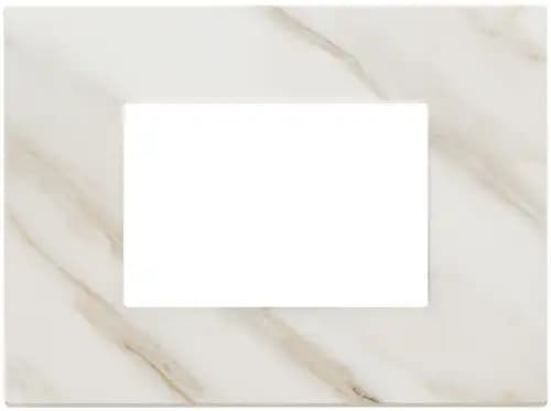 EIKON EXE COVER PLATE 3-MODULE WORKED STONE, WHITE CALACATTA product image