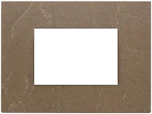 EIKON EXE COVER PLATE 3-MODULE WORKED STONE, COFFEE BROWN product image