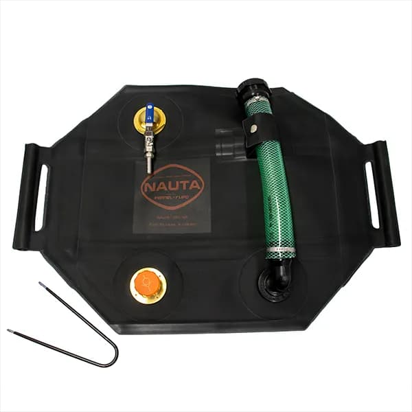 Portable Gas Tank, 9 Gal/35L, w/Fill Pipe & Cap Fuel Line SS Shutoff w/1/4" Barb & Pressure Relief product image