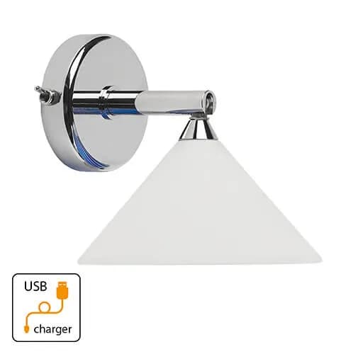 St. Maarten 2, Stainless Steel w/White Martini Globe, USB Charging Port, G4, 10W product image