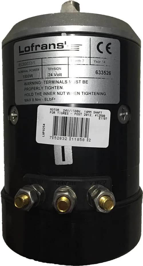 Motor, 24V/1500W, 14mm Shaft For Tigres - Post 2012, #1250B product image