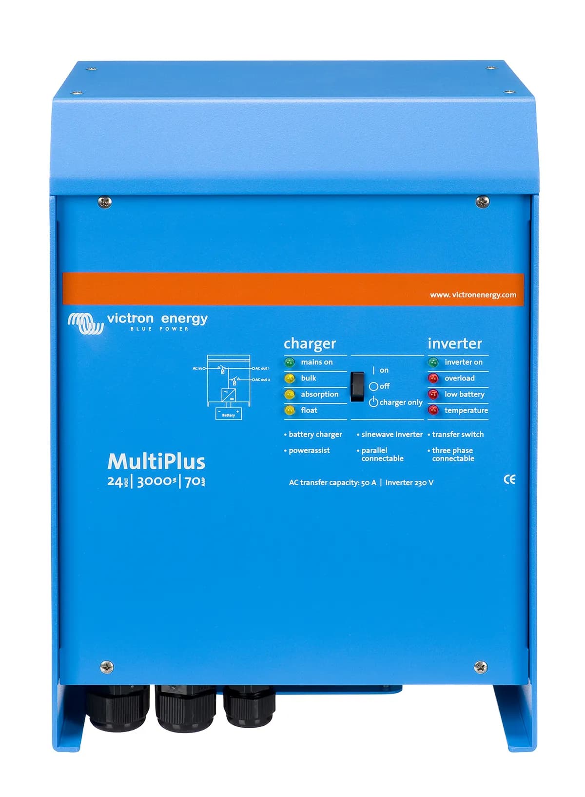 MultiPlus Inverter/Charger 24/3000/70-50 120V VE.Bus (UL 1741 & 458) product image