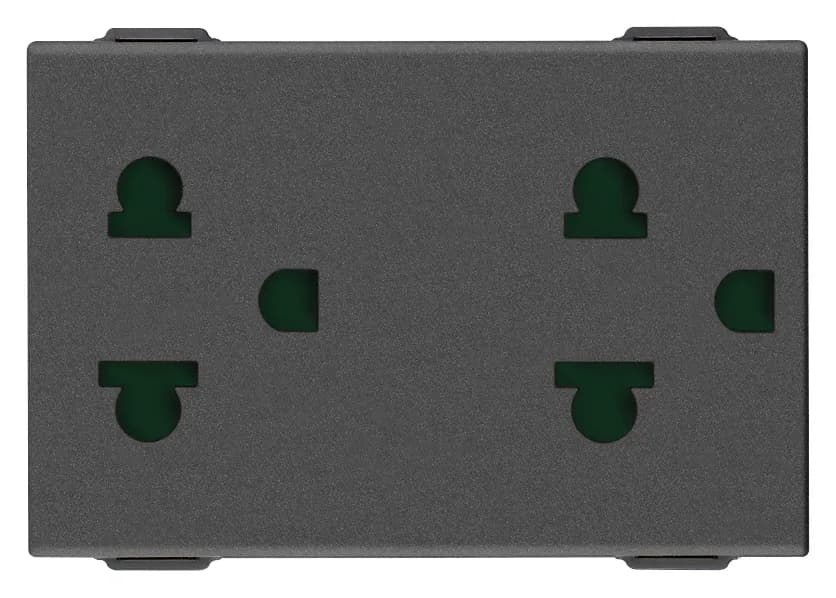 NEVE UP: Euro-USA Outlet, 2P+E 16A, SICURY 3-Module, Carbon Matte product image