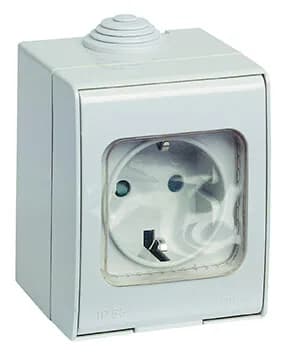 OUTLET: GERMAN, IP55, 2P+E 16A 250V, SICURY, WHITE, LINEA product image
