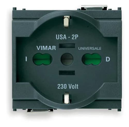 Idea Outlet, Italian/German/USA, 2P+E, 16A/250V 2 Modules, SICURY, Grey product image