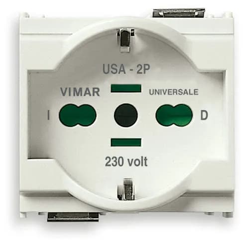 Idea Outlet, Italian/German/USA, 2P+E, 16A/250V 2 Modules, SICURY, White