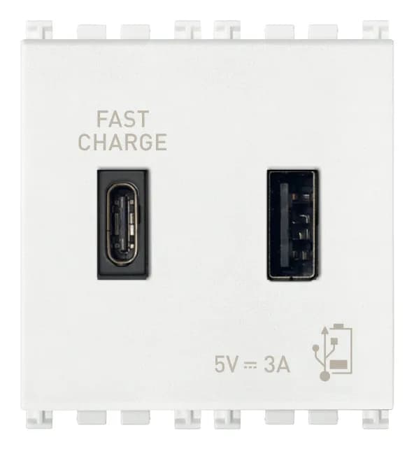 Outlet: USB, A+C Type 120-240VAC, 2M, White, Arke product image
