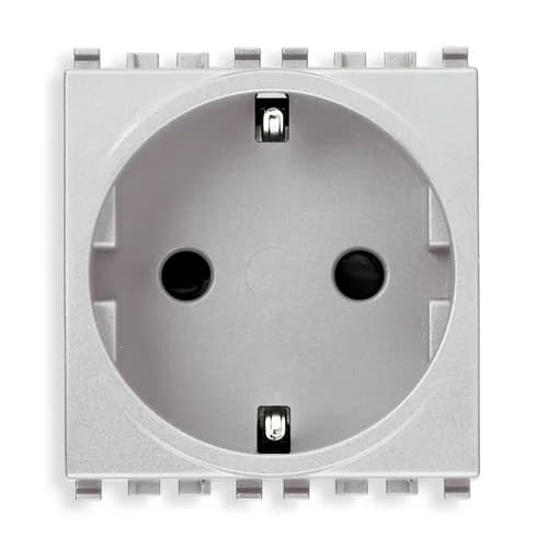 Eikon German Outlet, 2P+E, 16A-250V SICURY, 2 Module, Next (Silver) product image