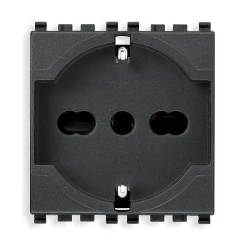 Eikon Italian/German Outlet, 2P+E, 16A-250V SICURY, 2 Module, Grey product image